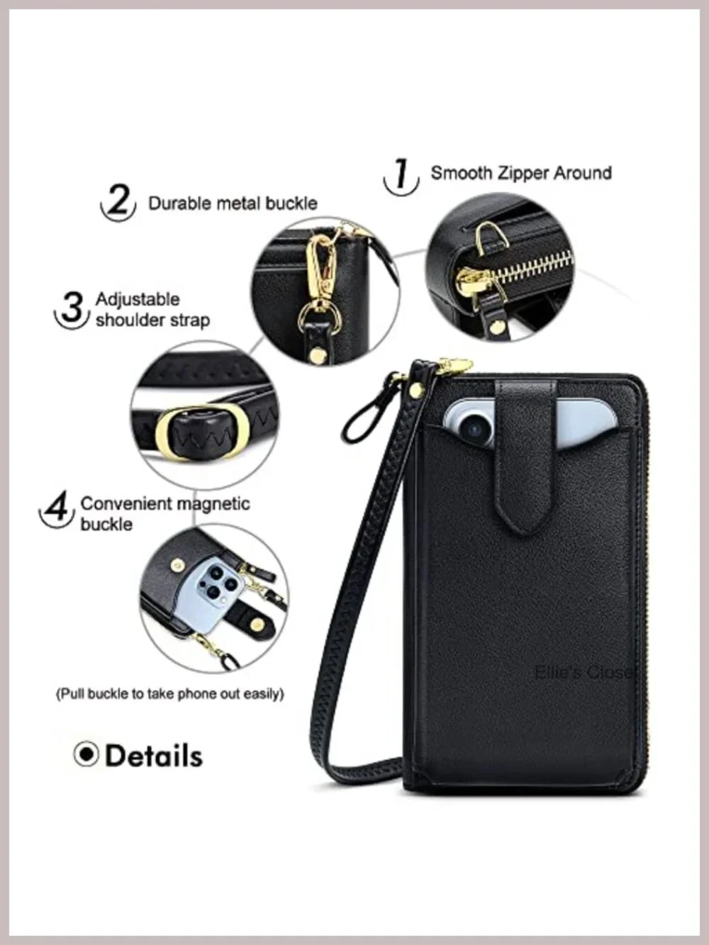 RFID Crossbody Cell Phone Wallet Purse for Women Vegan Leather Small Travel Bag